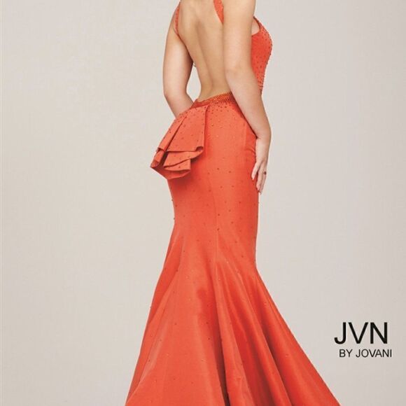 Jovani JVN Sleeveless Mermaid Plunging Back Pageant Prom Formal Dress NWT - Picture 5 of 17